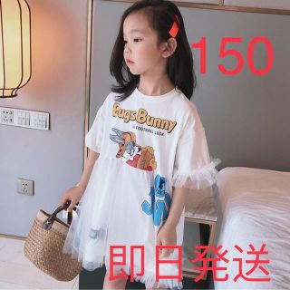 KWDA005キッズ Tシャツワンピース ロング 夏 半袖 プリント 子供服(ワンピース)