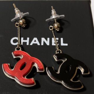 シャネル ピアス 美品 CHANEL ココマーク シルバー×レッド o238