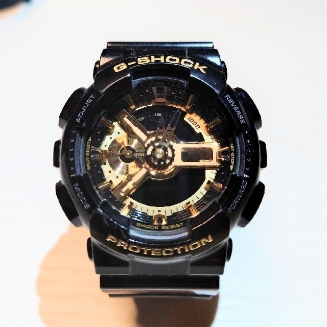 ジーショックG-SHOCK RESIST W.R 20BAR ブラック ゴールド - 腕時計(デジタル)