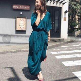 アメリヴィンテージ(Ameri VINTAGE)のAmeri VINTAGE   ギャザー  ロングワンピース  グリーン(ロングワンピース/マキシワンピース)