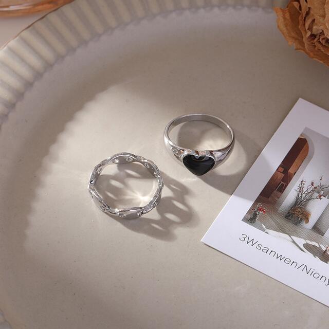 ★新品★ 指輪 2点セント 指輪セント 男女兼用 シルバーリング  リング レディースのアクセサリー(リング(指輪))の商品写真