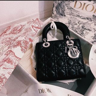 クリスチャンディオール(Christian Dior)のほぼ未使用！レディディオール　ハンドバッグ　カナージュラムスキン(ハンドバッグ)