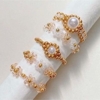 【即購入可】ビーズリング5点セット　300円　No.35(リング)