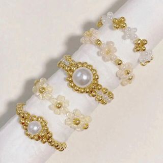 【即購入可】ビーズリング5点セット　300円　No.44(リング)