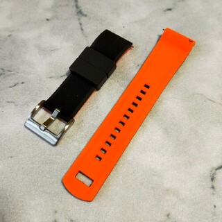 腕時計バンド　ラバーベルト 黒(裏面オレンジ) ラグ幅22mm(22ミリ)(ラバーベルト)