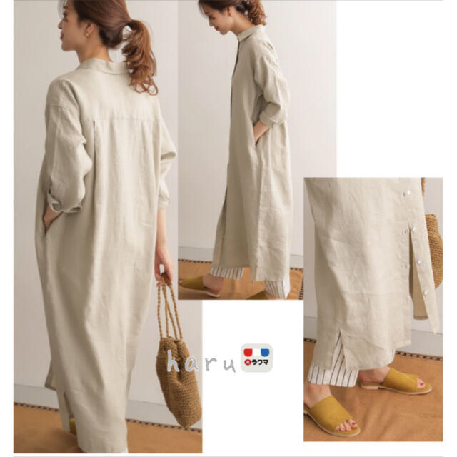 DOORS リネンバックタックシャツワンピース グレージュ URBAN RESEARCH DOORS リネンバックタックシャツワンピース