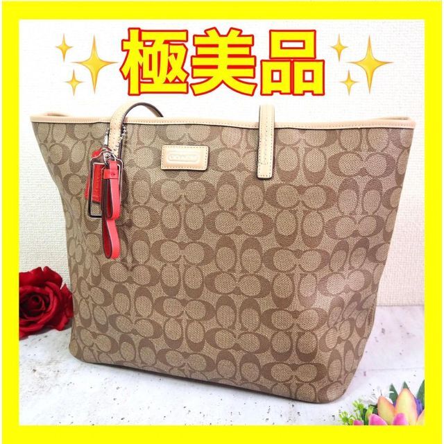 ⛄️極美品⛄️　コーチ　COACH　トートバッグ　シグネチャー　ブラウン　大容量