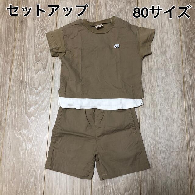 petit main(プティマイン)の男の子 セットアップ 80cm  キッズ/ベビー/マタニティのベビー服(~85cm)(Ｔシャツ)の商品写真