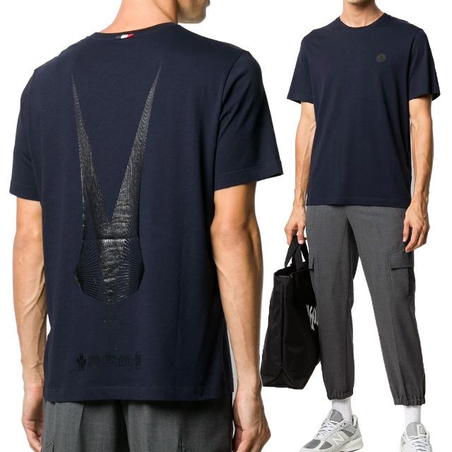 106 MONCLER バックプリント ネイビーTシャツ size L | フリマアプリ ラクマ