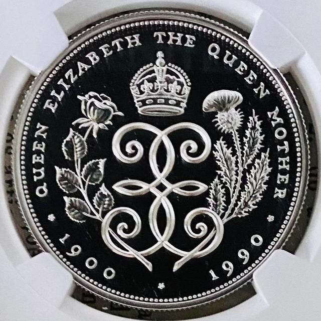 ★NGC★1990 イギリス PF69 UC バラ アザミ 銀貨 5ポンド５ポンド材質
