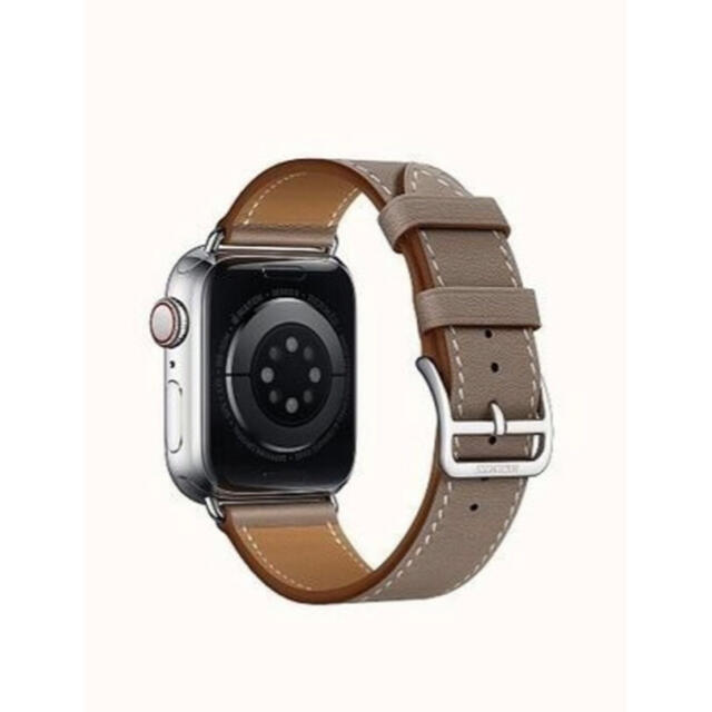 【新品】Apple Watch対応レザーベルト(カーフ型押し、シルバー)