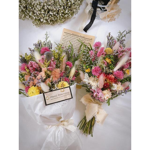 母の日⭐︎春の摘み束〜カラフルピンク ハンドメイドのフラワー/ガーデン(ドライフラワー)の商品写真