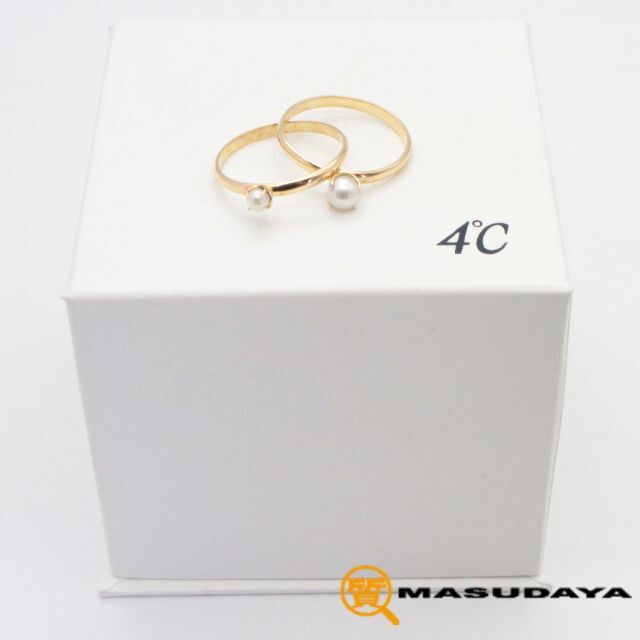 4℃(ヨンドシー)の4℃ベビーパール2連リングK18YG/2.68g【美品】 レディースのアクセサリー(リング(指輪))の商品写真