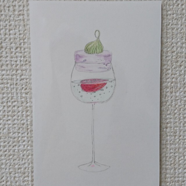 色鉛筆画［オリジナルイラスト］CS09/淡水のソーダと藤の花のアイス