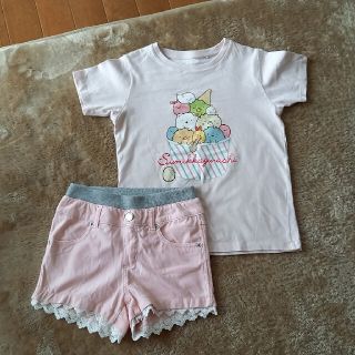 ユニクロ(UNIQLO)のすみっコぐらしTシャツ　パンツ　セット　130(Tシャツ/カットソー)