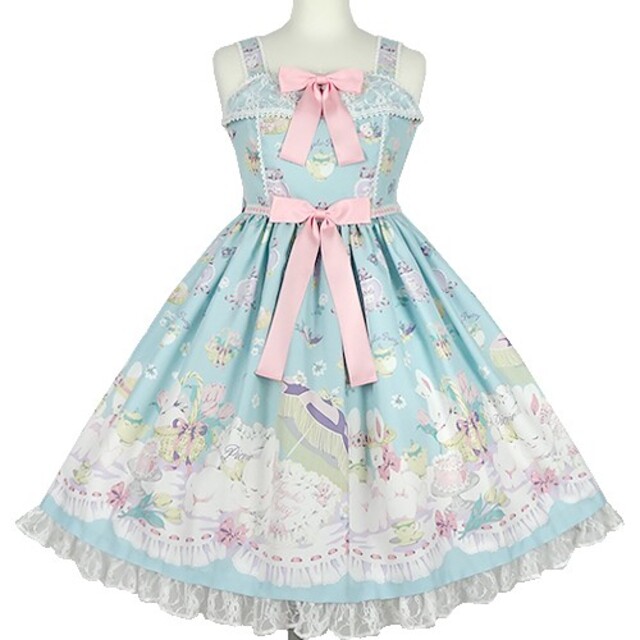 Angelic Pretty(アンジェリックプリティー)の最終値下げ💴⤵️うさぎのピクニックparty　🐰未使用 レディースのワンピース(ひざ丈ワンピース)の商品写真