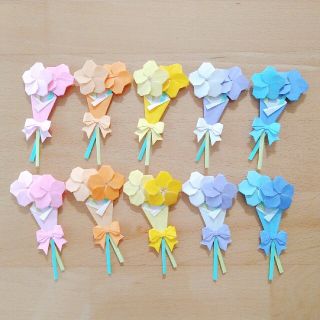 折り紙　ハンドメイド　花束　パステルカラー(各種パーツ)