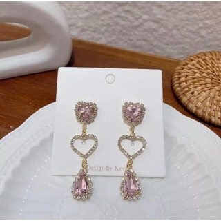 リルリリー(lilLilly)のheart ring  earring(pink)(ピアス)