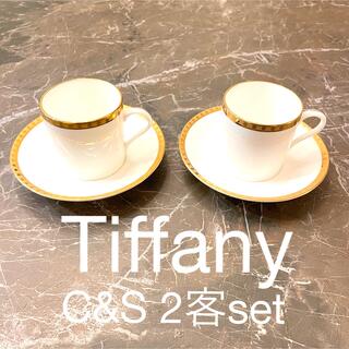 ティファニー(Tiffany & Co.)の[美品]シンプル！ティファニー ゴールドバンド　カップ＆ソーサー2客set(グラス/カップ)