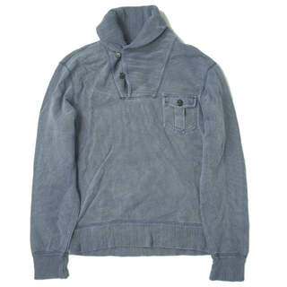 ダブルアールエル(RRL)のRRL ダブルアールエル FADED NAVY SWEAT SHAWLNECK CAPTロゴ ショールカラースウェット S ネイビー トレーナー Double RL プルオーバー トップス【中古】【RRL】(スウェット)