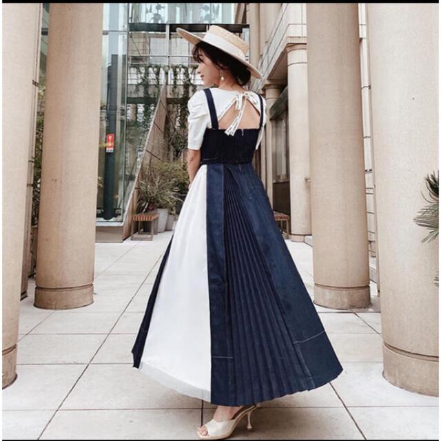 アイボリー×レッド 新品 eimy istoire デニムワンピース ボタン ジレ