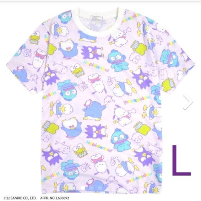 サンリオ(サンリオ)のサンリオ ハピダンブイ 総柄 サンリオ 半袖 Tシャツ L レディースのトップス(Tシャツ(半袖/袖なし))の商品写真