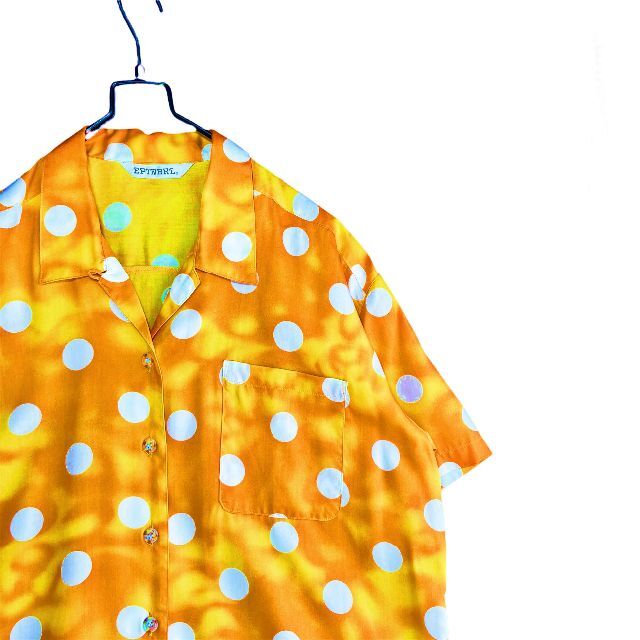 希少 オレンジ タイダイ ドット オープンカラーシャツ レトロ 一点物 日本製の通販 by Sakura's shop｜ラクマ
