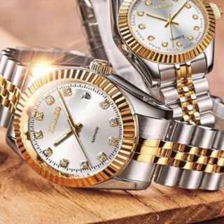 新品 送料込み メンズ腕時計 ビジネス フォーマルにも♪ラグジュアリー コンビ(腕時計(アナログ))