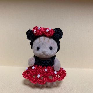 シルバニアファミリー  ハンドメイド服　あかちゃん用　水玉スカート(その他)