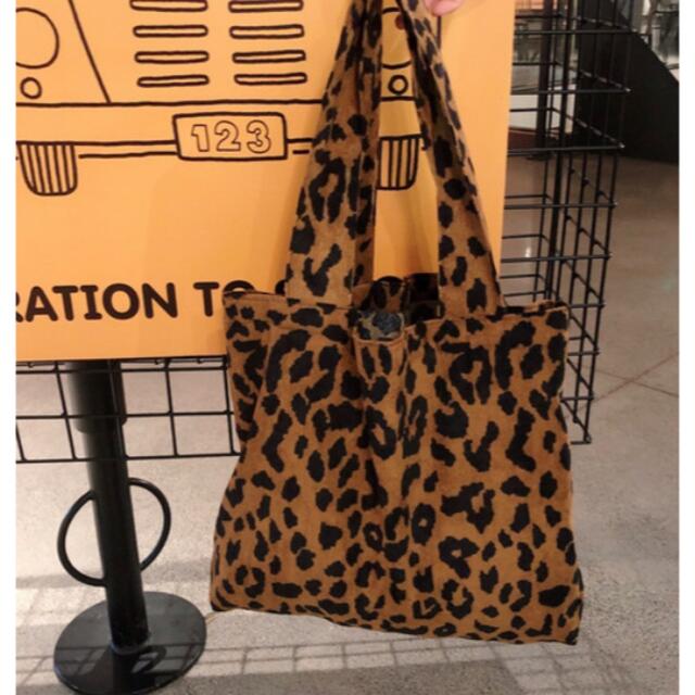 ZARA - ヒョウ柄 トートバッグ コーデュロイ 通学 通勤バック 韓国の