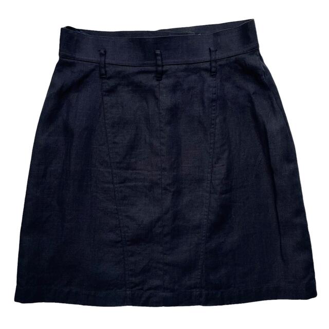 タグをカッ CHANEL - 美品 シャネル ココマーク リネンスカート 紺 麻