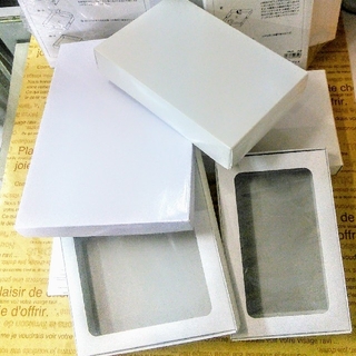 新品ギフト箱白  平浅型　中透明フタ付  6箱(ラッピング/包装)