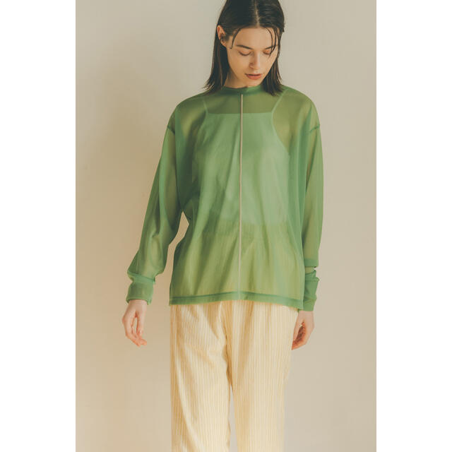 CLANE クラネ LINE SHEER L/S TOPS GREEN