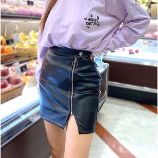 ミラーナイン(mirror9)のMIRROR9 ★★★ Fake leather zip skirt(ミニスカート)