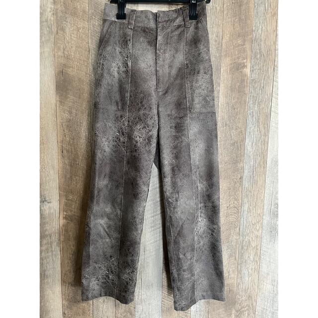 21AW AMERI CRUSHED LEATHER RELAX PANTS 2