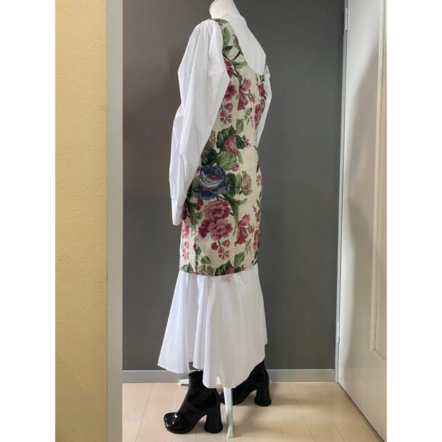 ビンテージ 80s USA 花柄 総柄 リネン ワンピース 美品