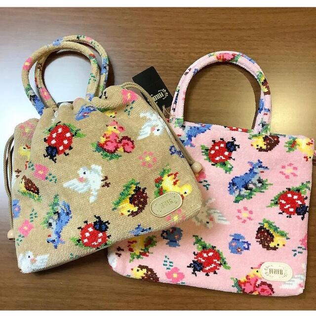 鳩居堂コラボ フェイラー 巾着バッグ ハイジピジョン ベージュ