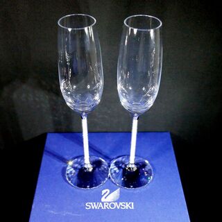 スワロフスキー(SWAROVSKI)の【ペア 送料込み】スワロフスキー シャンパン ワイングラス 箱あり(グラス/カップ)