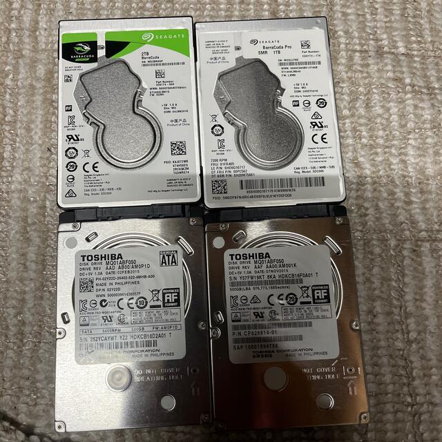 HDD 2.5インチ2TBx1  1TBx1  500GBx2  混合4台