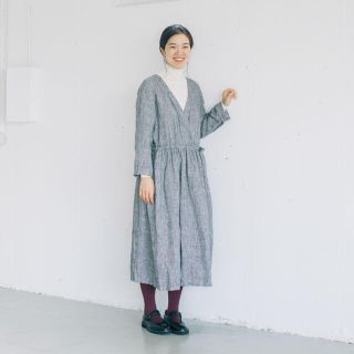 フォグリネンワーク(fog linen work)の北欧暮らしの道具店　フォグリネンワーク　秋チェックのリネンワンピース(ロングワンピース/マキシワンピース)