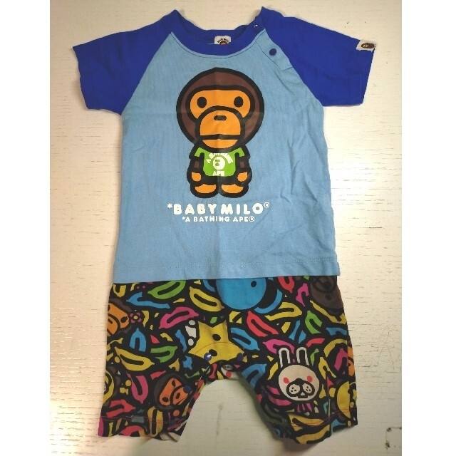 A BATHING APE(アベイシングエイプ)のBAPE KIDS BABY MILO 半袖半ズボンカバーオール キッズ/ベビー/マタニティのベビー服(~85cm)(カバーオール)の商品写真