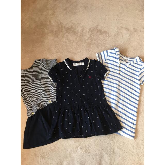 PETIT BATEAU(プチバトー)のMutsumix様専用⭐️プチバトー　春夏ワンピース　3点セット キッズ/ベビー/マタニティのベビー服(~85cm)(ワンピース)の商品写真