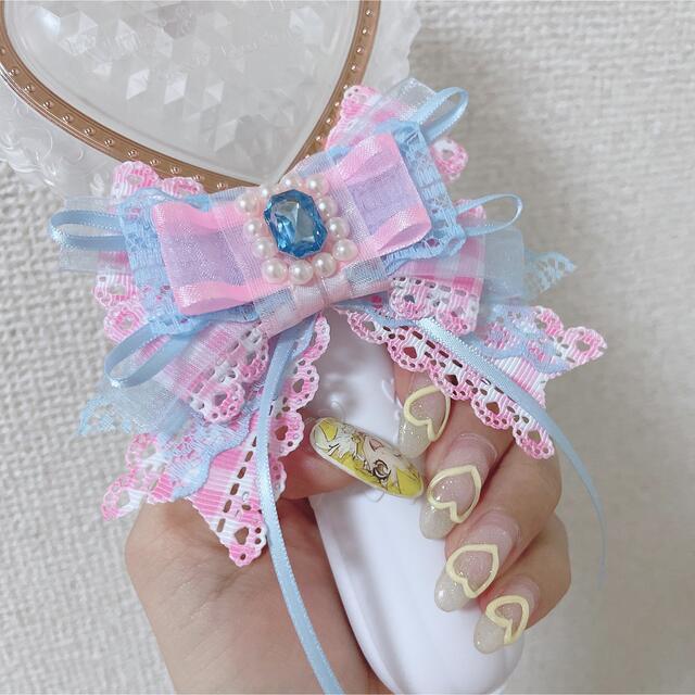 キンブレリボン🎀水色ピンクチェック③ エンタメ/ホビーのタレントグッズ(アイドルグッズ)の商品写真