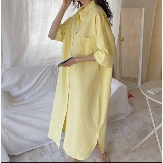 バースデーバッシュ(BIRTHDAY BASH)のBB♡yellow💛ロングシャツゆるワンピース✿【数量限定レア完売品】(ロングワンピース/マキシワンピース)