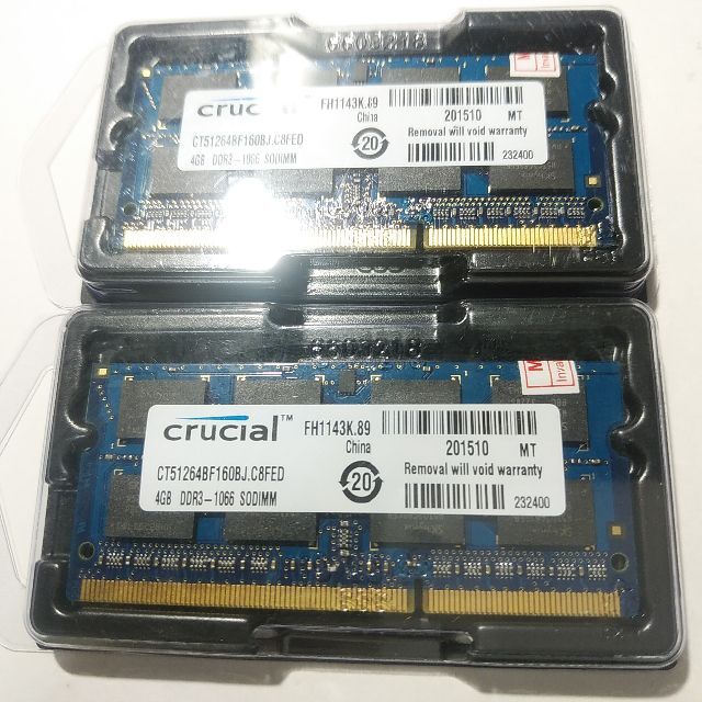 新品 Crucial 8GB(4GB×2 )PC3-8500s 送料無料 1