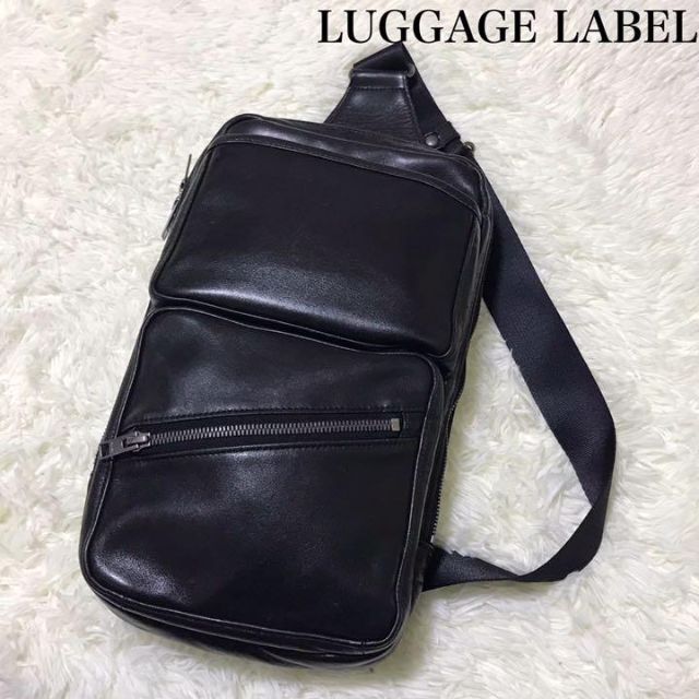 吉田カバン ラゲッジレーベル ボディバッグ レザー 黒 消費税無し 60.0