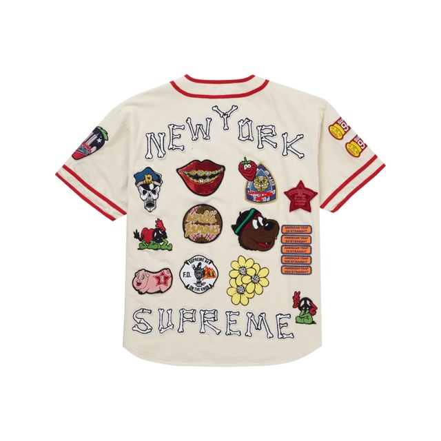 supreme Patches Denim Baseball Jersey