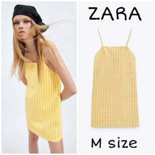 ザラ(ZARA)の【完売品】ZARA　レア　ギンガムチェック柄　ワンピース　Mサイズ(ミニワンピース)