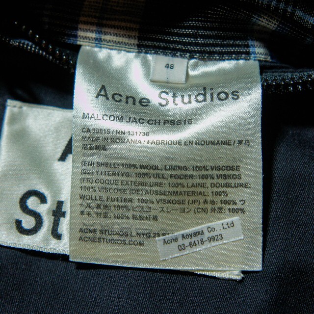 Acne Studios(アクネストゥディオズ)のacne studios チェックブルゾン メンズのジャケット/アウター(ブルゾン)の商品写真