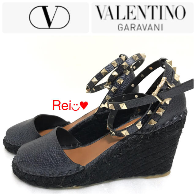 VALENTINO ウェッジソールサンダル ネイビー